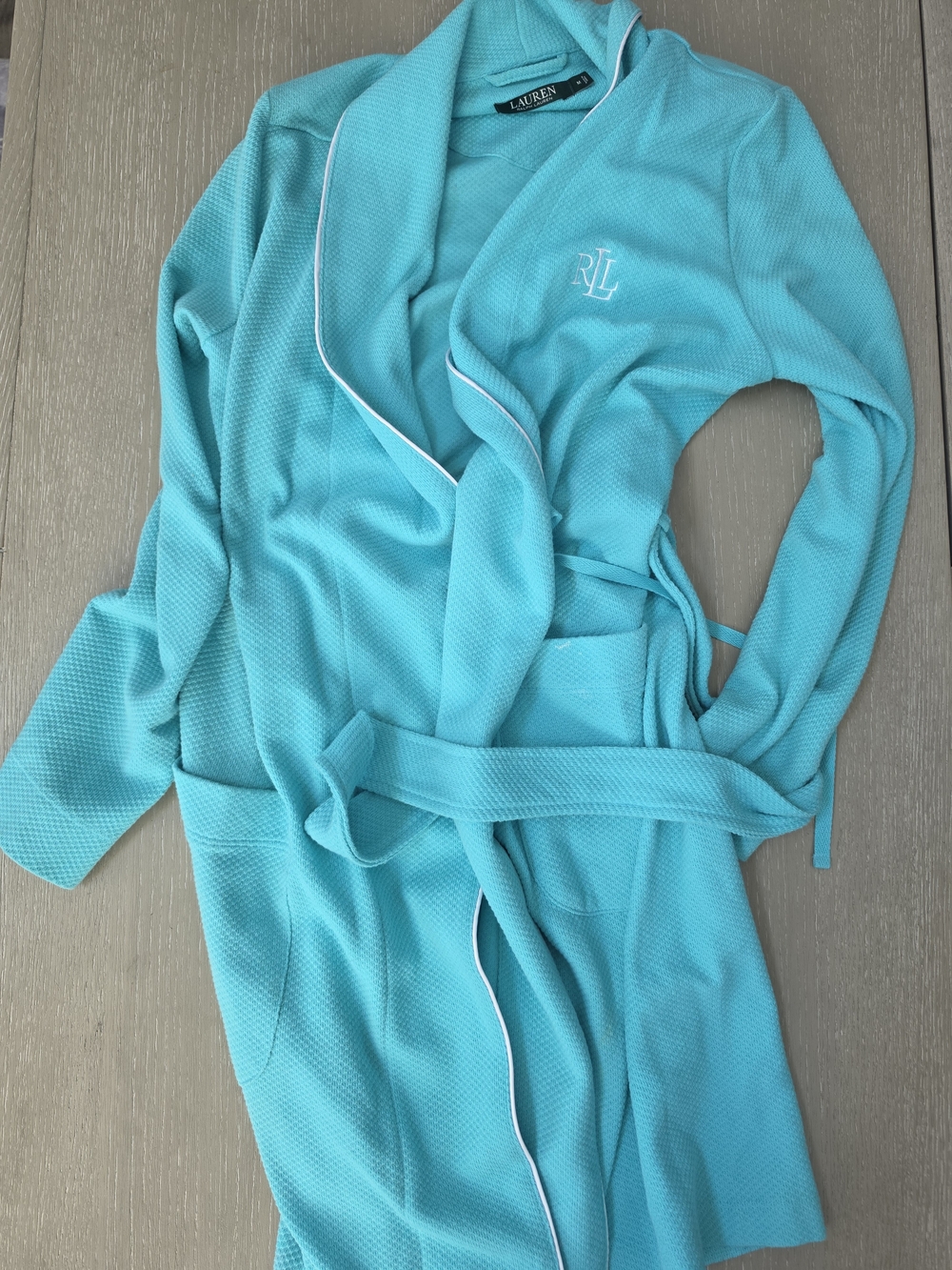Lauren Ralph Lauren Turquoise Shawl Collar Robe